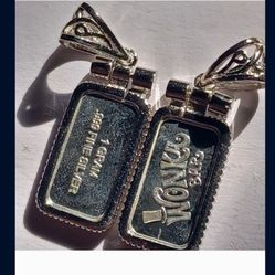 [1g] Bars Set Of 1x .999 Fine Silver Pendants, Jewelry,  Necklace 