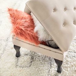New Ivory Velvet Chaise Settee Bench