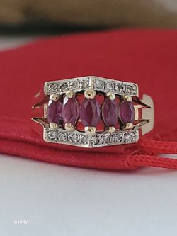 14K Yellow Gold Rubies and Diamonds Tiara Ring Size 6.75, Solid Gold/ Anillo de Oro con Rubíes y Diamantes! 👌🎁Post Tags: Anillo de Oro