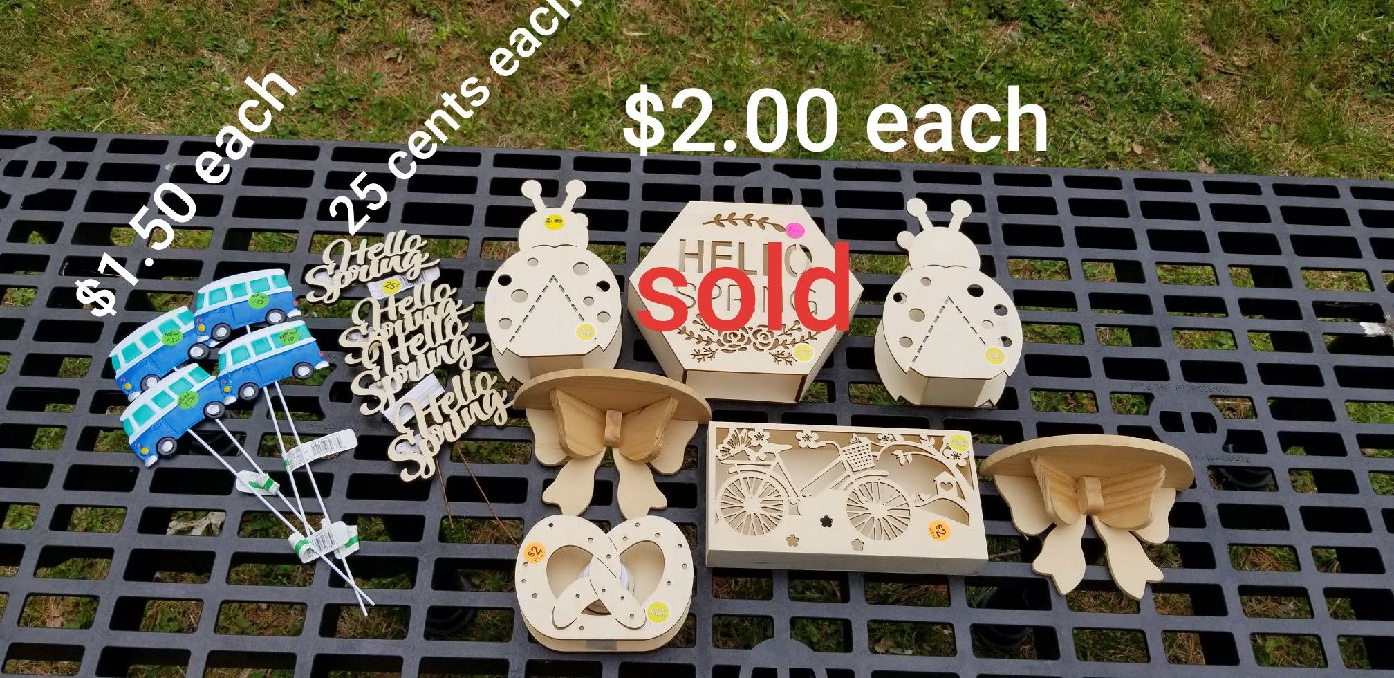 Garden Picks, Wood Wall Shelves, Wood Paint Spring Summer Decor