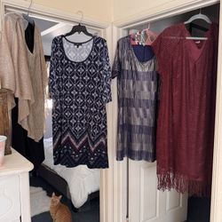 3 Party Wear Dresses Like New And One Boho. Sizes 2x But Nice Fitting Even For A 1x.