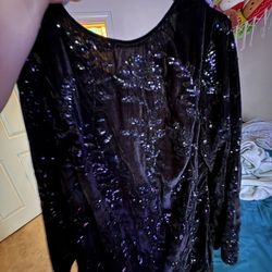 Black Velvet Sequin Dress – Long Sleeve – Party / Evening