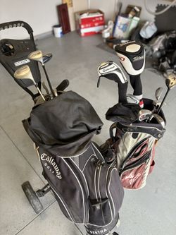 Golf Clubs, Bag And Push Cart