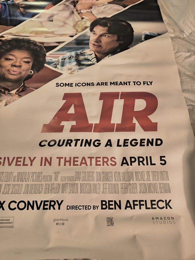 Double-Sided RARE Giant AIR Movie Poster 23Theater Promo Damon & Affleck Nike Jordan Collec