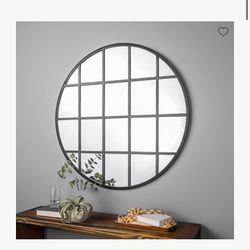 Home interior 40-Inch Round Beveled Window Mirror By Walker Edison Furniture Co.