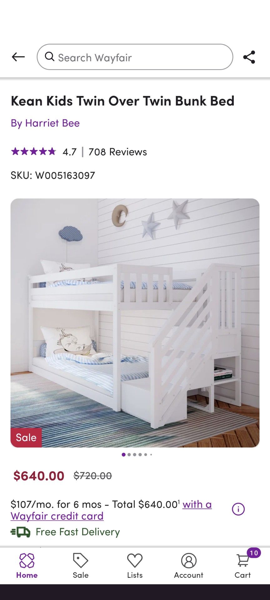 White twin bunk bed