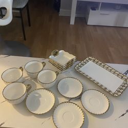White Set With Gold 
