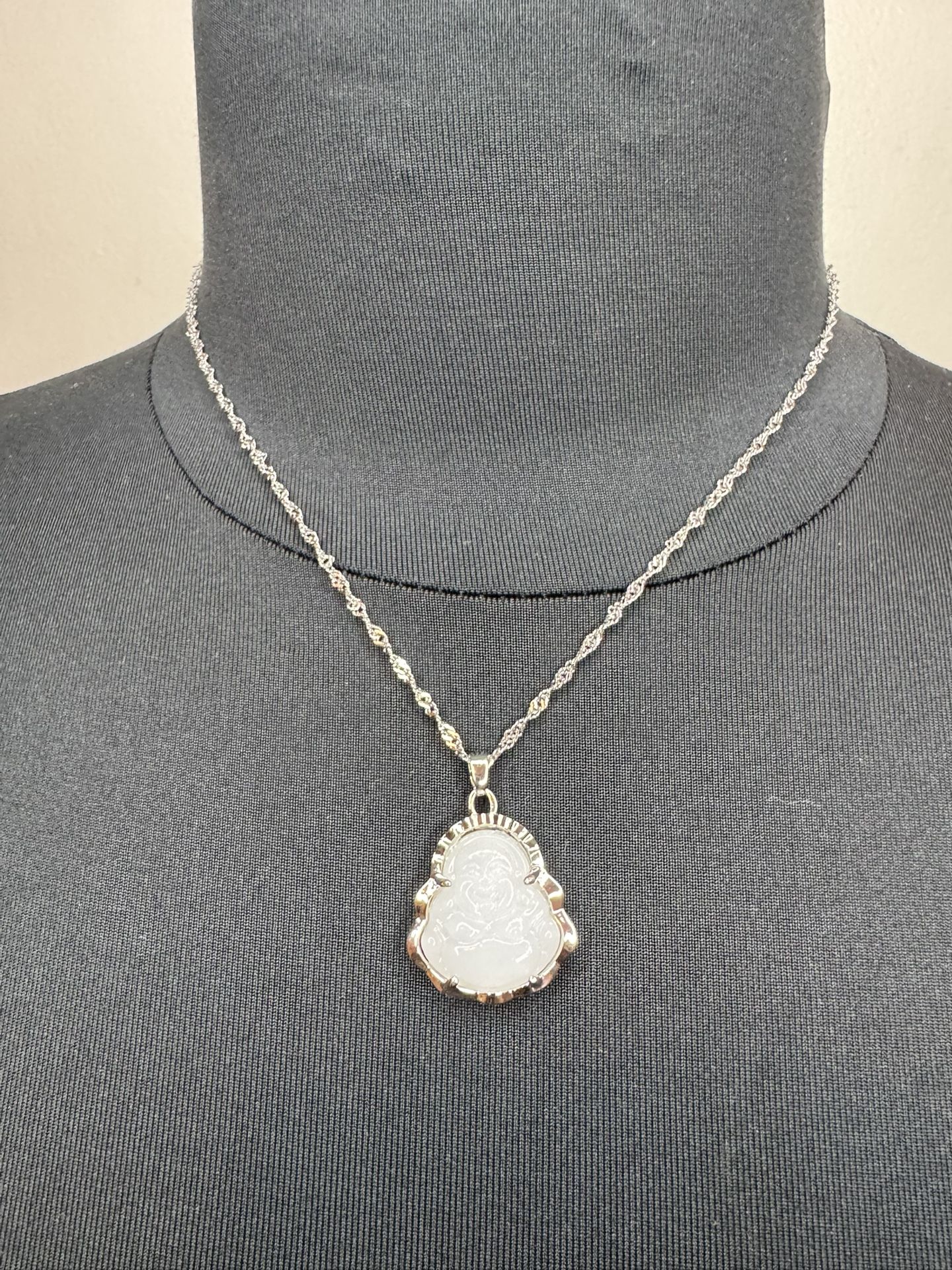 Stainless Steel White Budda Charm Necklace