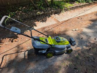 sun joe 16" 40v lawn mower 40v Li-ion battery + charger + catching bag