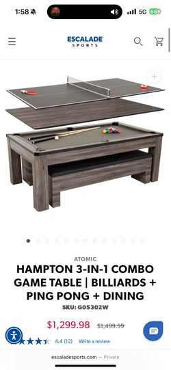 Dining table/pool table/ping pong table combo