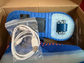 Blue Kids Roller Shoes with USB Charging Cable