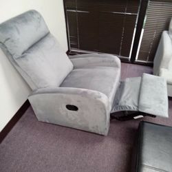 Gray Velvet Recliner 
