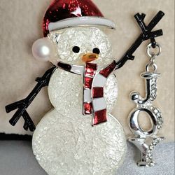 New Vintage Napier Snowman Christmas Brooch