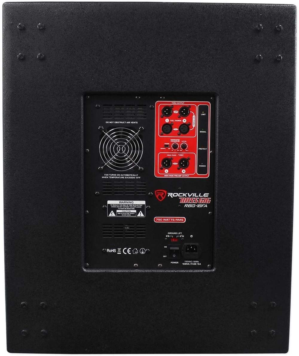 Rockville RBG18FA 18" 3000w Active Powered Pro Subwoofer Folded Horn PA/DJ Sub