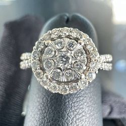 10k white gold iced diamond ring