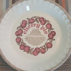 Vintage Ironstone Cherry Pie Plate With Recipe