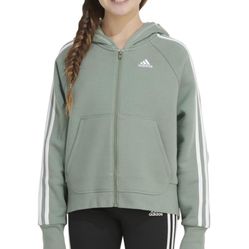 Adidas kids green zip hoodie( size: L)