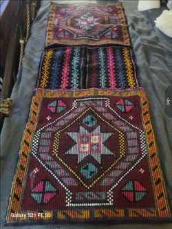 Vintage Turkish Kilim Saddlebag Flawless Handwoven Anatolian Tribal Heybe Rug