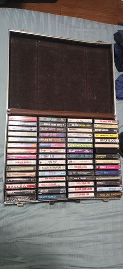 Large Vintage Cassette Tape Collection in Carry Case