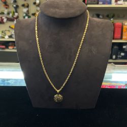 14KT Rope Chain W/ Two-toned Pendant 37241-1