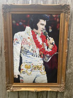Vintage Elvis Tapestry w/ Gold Frame