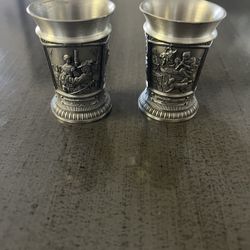 German Pewter Wine Cup Courtship 2.5