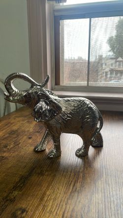 Silver Metal Elephant Figurine