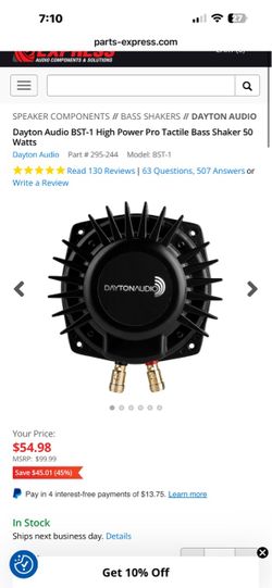 Dayton Audio BST-1 Tactile Bass Shaker 50W