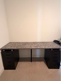 IKEA Alex Desk / Gaming Setup (Marble Top + Dual Alex Drawers)