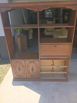 Vintage Wood Entertainment Center Wall Unit