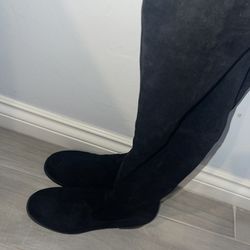 Black Suede Thigh High Boots 
