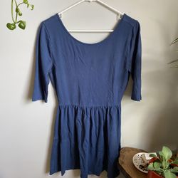 Blue Drop Back Cotton Dress