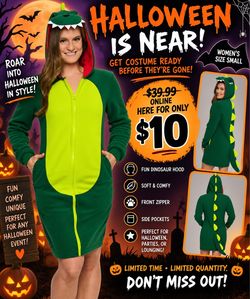 Women’s Dinosaur Halloween Costume Dress – Size Small – ONLY $10! 🎃🦖