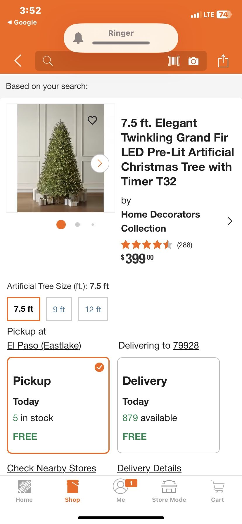 7.5 ft. Elegant Twinkling Grand Fir LED Pre Lit Artificial Christmas Tree with Timer