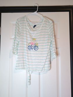 Large petite striped flamingo top