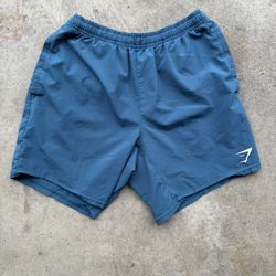 Teal gym shark athletic running shorts