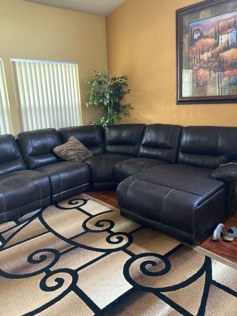 Dark Brown Sectional Couch - used