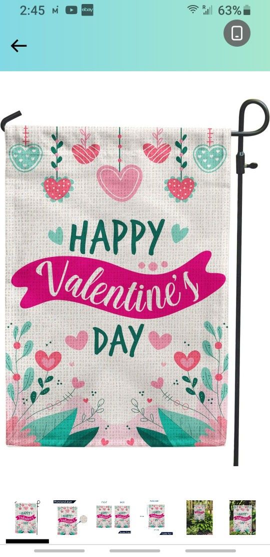 Happy Valentines Day Garden Flag 12x18 Double Sided Burlap Holiday Valentine's Day Decor Flags for Yard Outdoor Outside Yard Decoration

