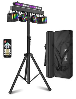 DJ Lights with Stand for Party | All-in-One LED Stage Lighting System for Weddings Club Gig Bar Band Disco Booth Live Show Events | Sound Activated &