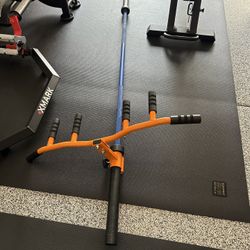 Barbell With T Row bar And Clamp Clips!  Like New!!!