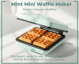 Tired of cold waffles?🧇 Dash 4-slot Multi- mini Waffle Maker (mint)