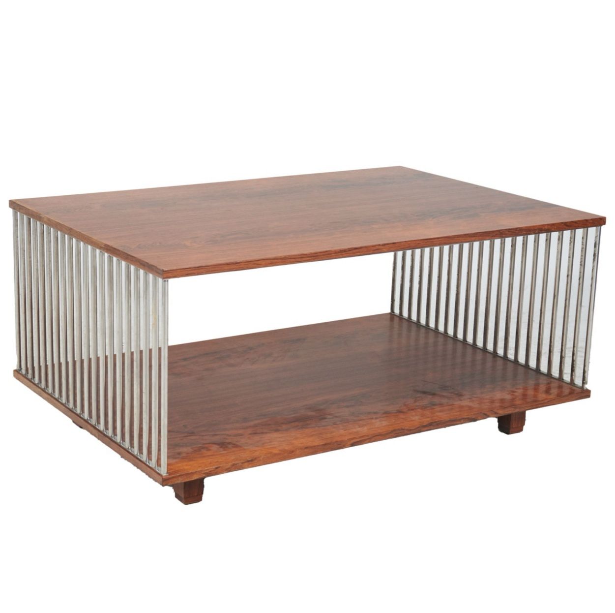 MCM Mid Century Modern Brazilian Rosewood and Chrome Two Tier Coffee Table