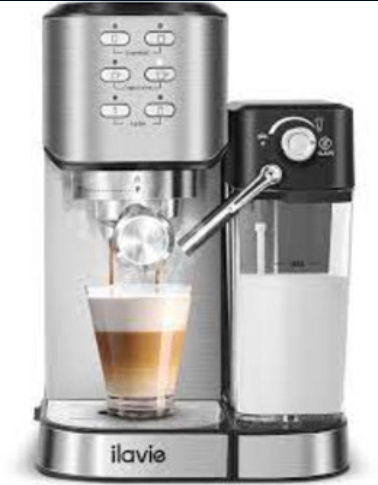 ILAVIE 6-in-1 Espresso Coffee Machine Built-In Automatic Milk Frother, 20 Bar Espresso & Cappuccino & Latte Maker, Retail $200!!!!