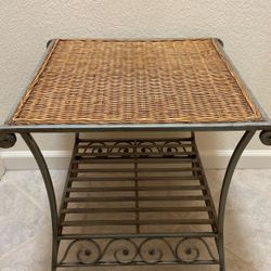 Wicker Top Iron Based End Table
