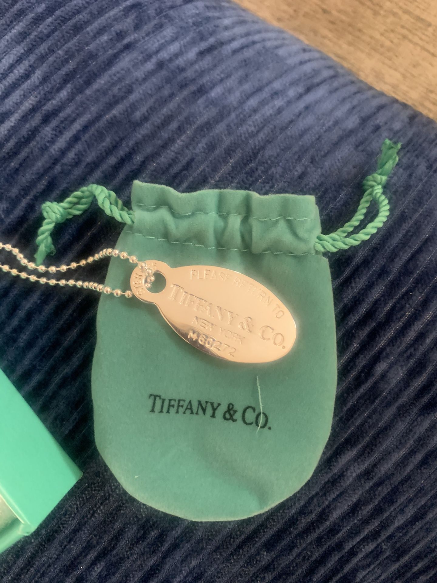 Original Tiffany women’s sterling silver return to sender oval dog tag