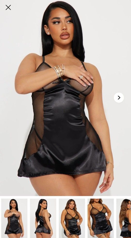 Fashion Nova Not Shy Anymore Fishnet Chemise - Black