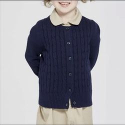 EUC CAT & JACK Girls 5T Navy Blue Button-Up Cardigan Sweater School