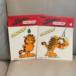 2 Garfield Stick Ons For Window Or Mirrors Etc. Dated 1987