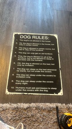 Dog Rules Funny Metal Wall Sign