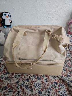 BEIS
BEIS Cream Canvas Travel Tote with Tan Base